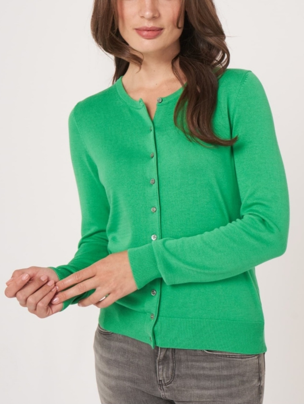 Sarah Johnson Women's Green Crewneck Button-Front Cardigan ~ Size Large